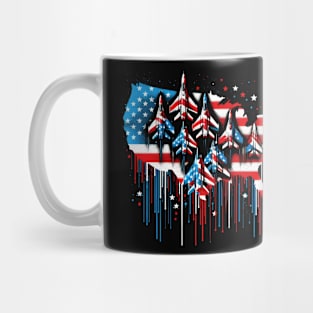 Fighter Jet Airplane American Flag USA Map 4th Of July Mug